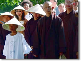 Thich Nhat Hanh with followers